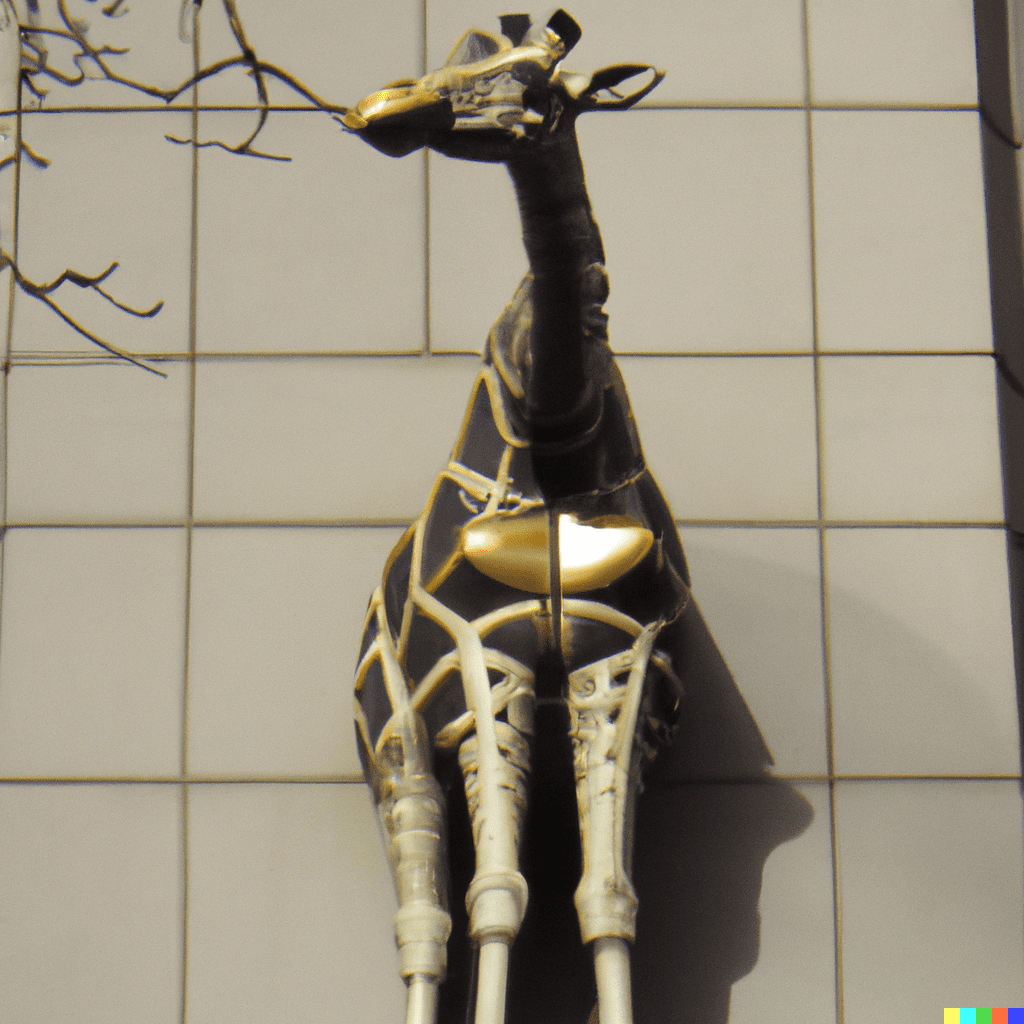 DALL·E 2023-01-18 19.33.19 - a giraffe wearing a military outfit, architecture, art deco