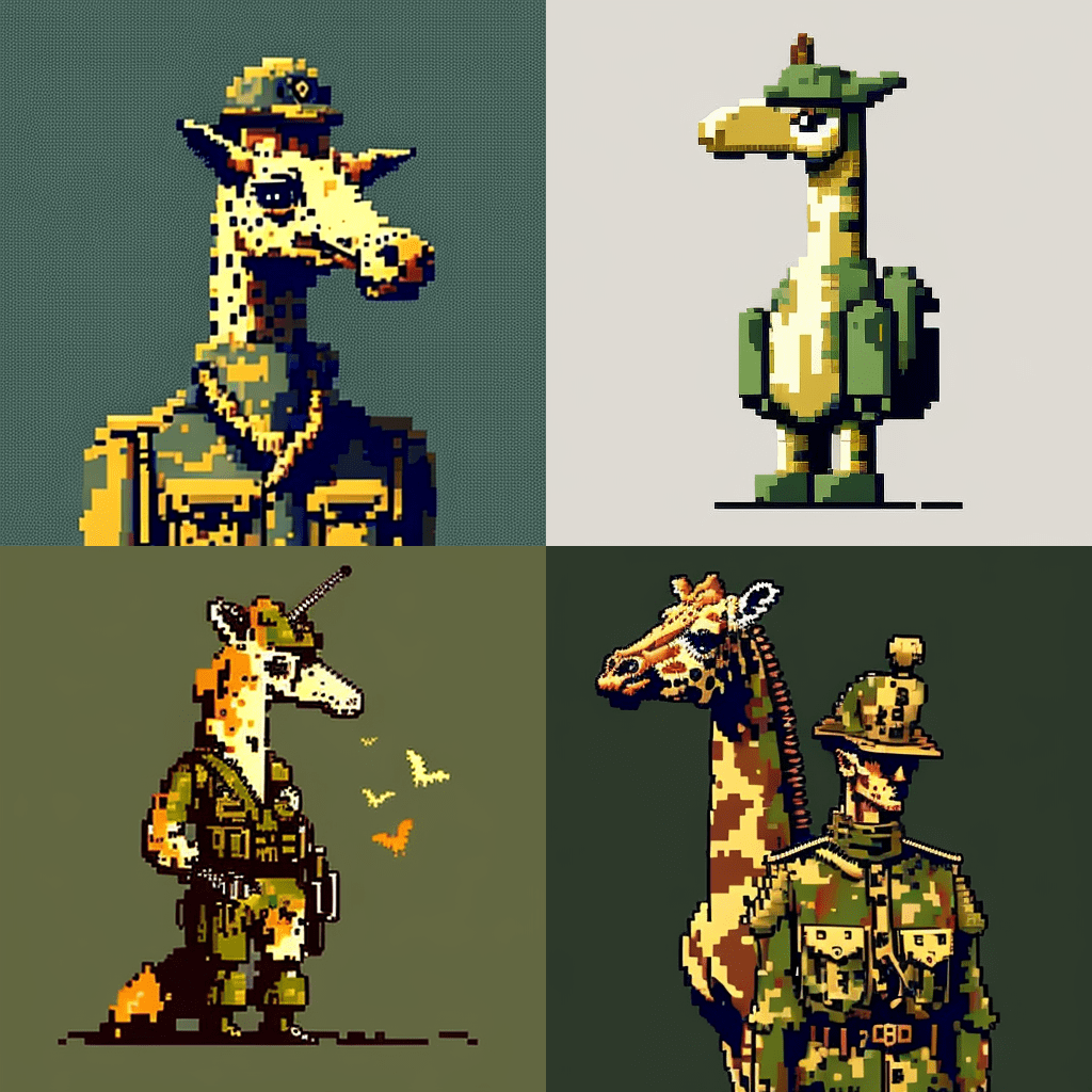 allyourfeeds_a_giraffe_wearing_a_military_outfit_8bit_pixel_ret_a637fe81-877e-4a40-b575-d006f26693e0